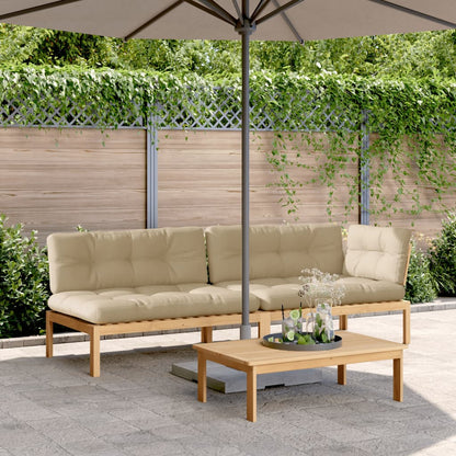 Set Divano Pallet Giardino 3pz con Cuscini Massello Acacia | homemem39