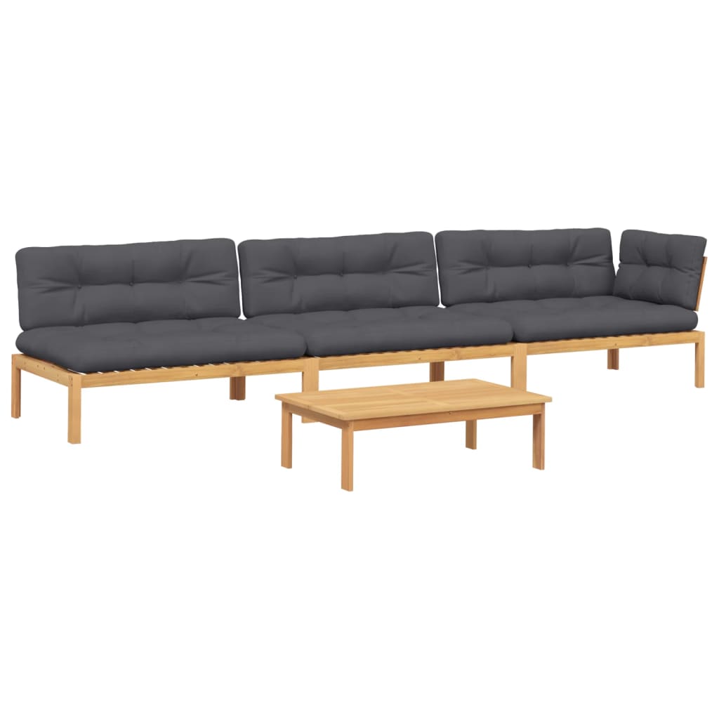 Set Divani Pallet Giardino 4pz Cuscini Legno Massello Acacia | homemem39