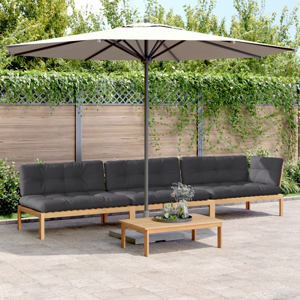 Set Divani Pallet Giardino 4pz Cuscini Legno Massello Acacia | homemem39