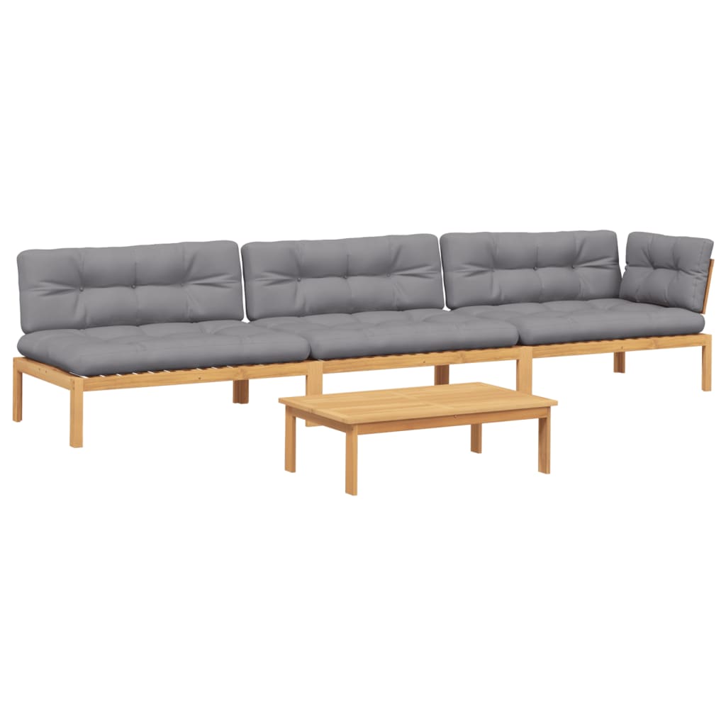 Set Divani Pallet Giardino 4pz Cuscini Legno Massello Acacia | homemem39