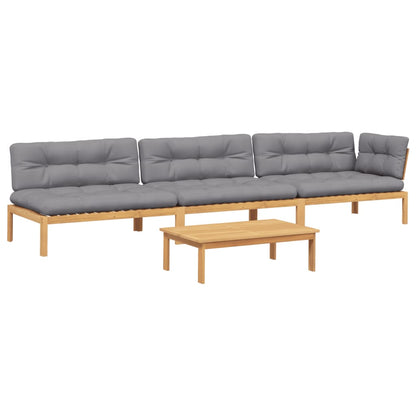 Set Divani Pallet Giardino 4pz Cuscini Legno Massello Acacia | homemem39