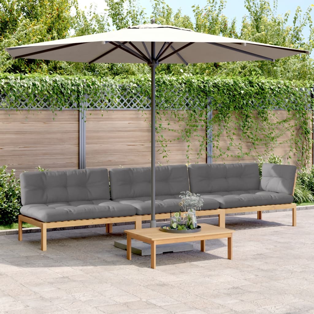 Set Divani Pallet Giardino 4pz Cuscini Legno Massello Acacia | homemem39