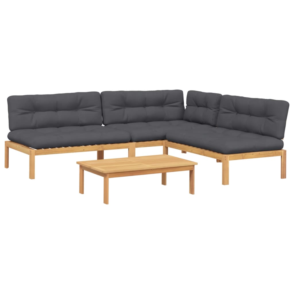 Set Divani Pallet Giardino 4pz Cuscini Legno Massello Acacia | homemem39