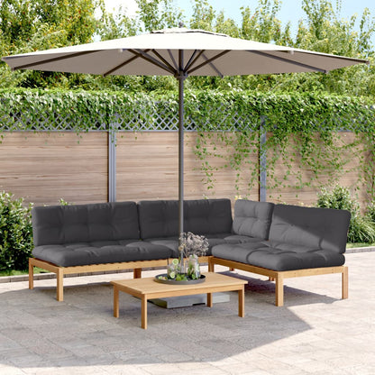 Set Divani Pallet Giardino 4pz Cuscini Legno Massello Acacia | homemem39