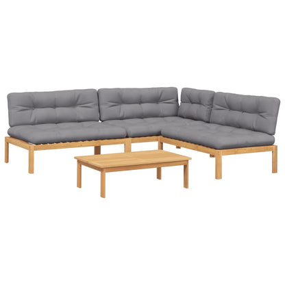 Set Divani Pallet Giardino 4pz Cuscini Legno Massello Acacia | homemem39