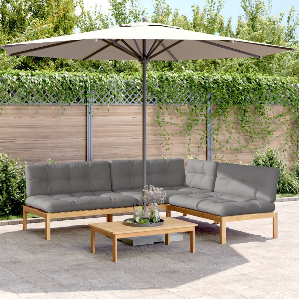 Set Divani Pallet Giardino 4pz Cuscini Legno Massello Acacia | homemem39