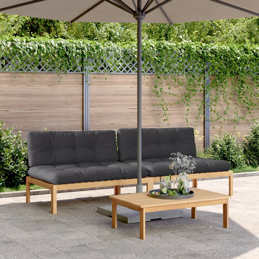 Divani Centrali Pallet Giardino 2pz con Cuscini Massello Acacia | homemem39