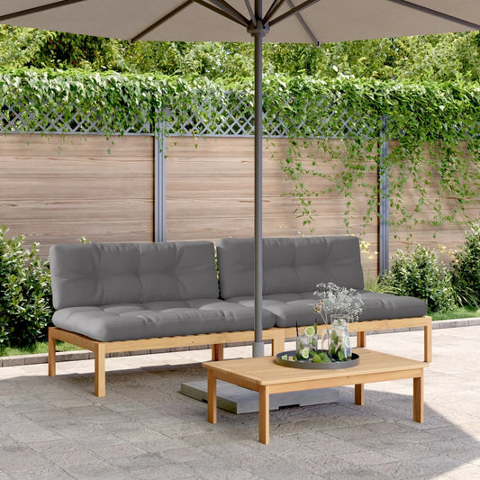 Divani Centrali Pallet Giardino 2pz con Cuscini Massello Acacia | homemem39