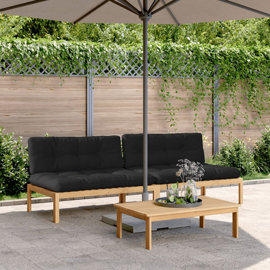 Divani Centrali Pallet Giardino 2pz con Cuscini Massello Acacia | homemem39