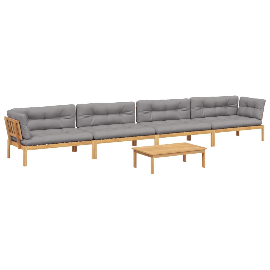Set Divano Pallet Giardino 5pz con Cuscini Massello Acacia | homemem39