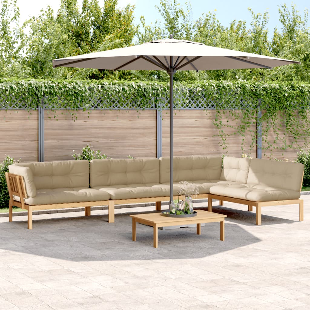 Set Divano Pallet Giardino 5pz con Cuscini Massello Acacia | homemem39