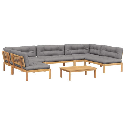 Set Divano Pallet da Giardino 6 pz con Cuscini Massello Acacia | homemem39