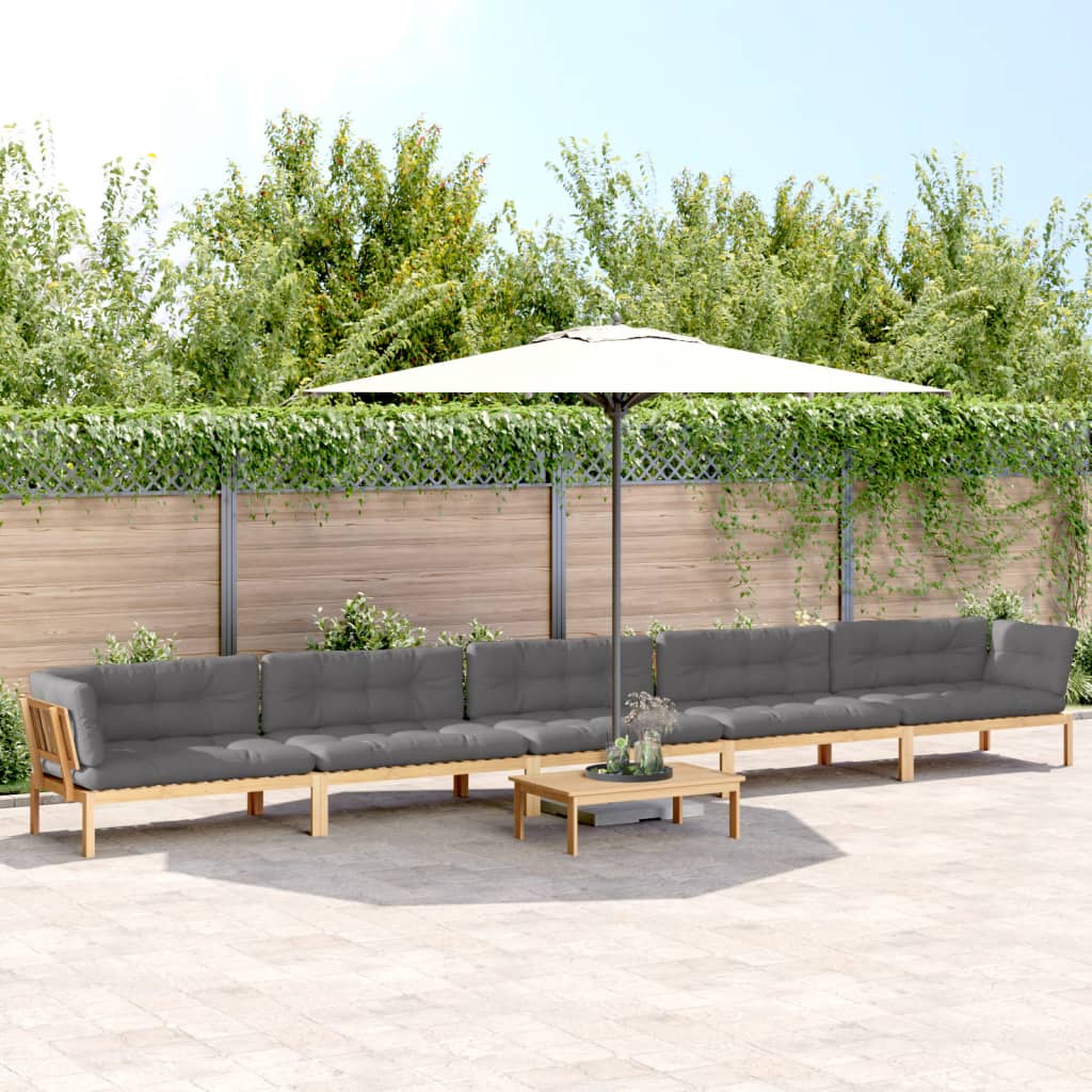 Set Divano Pallet da Giardino 6 pz con Cuscini Massello Acacia | homemem39