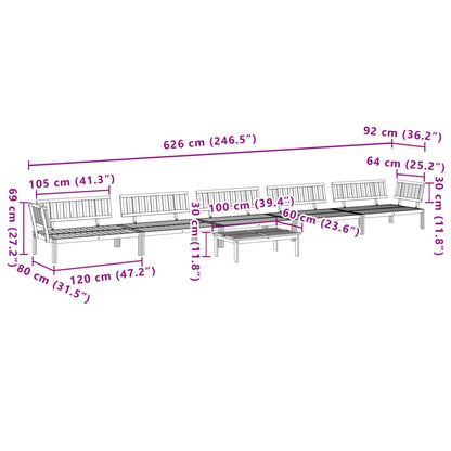 Set Divano Pallet da Giardino 6 pz in Legno Massello di Acacia | homemem39