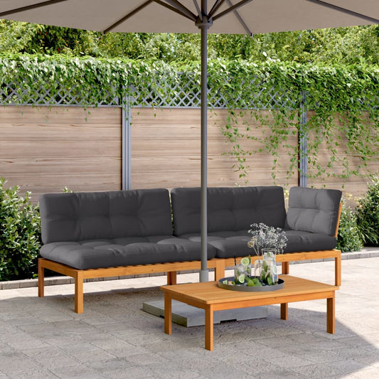 Set Divano Pallet Giardino 3pz con Cuscini Massello Acacia | homemem39