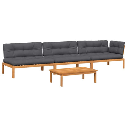 Set Divani Pallet Giardino 4pz Cuscini Legno Massello Acacia | homemem39