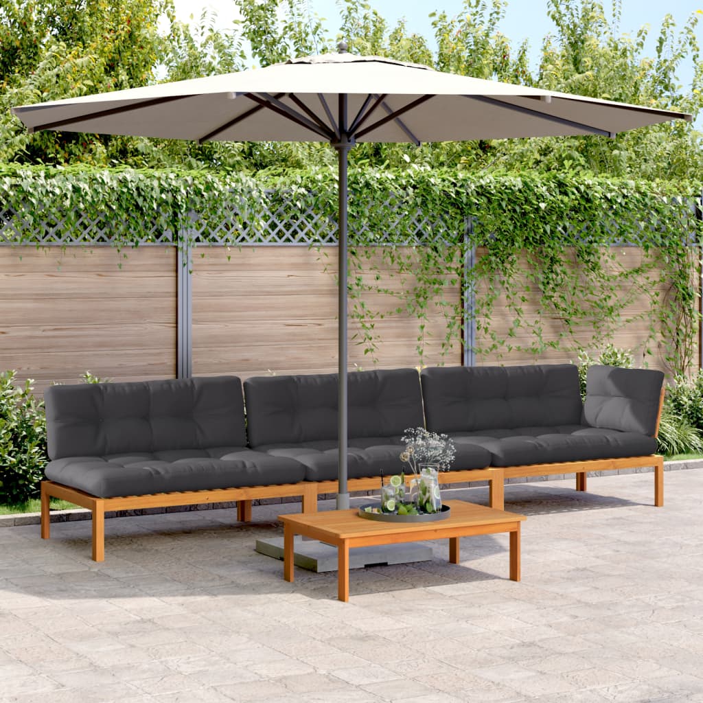 Set Divani Pallet Giardino 4pz Cuscini Legno Massello Acacia | homemem39