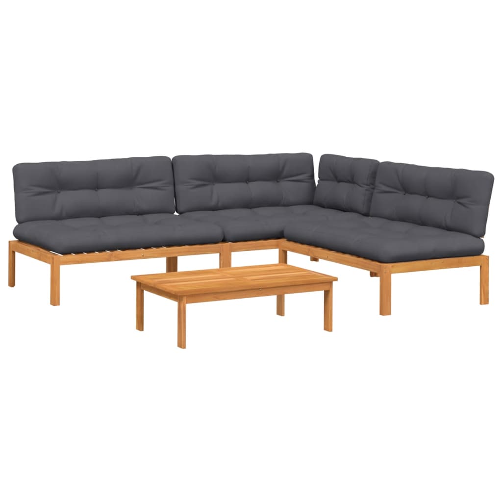 Set Divani Pallet Giardino 4pz Cuscini Legno Massello Acacia | homemem39