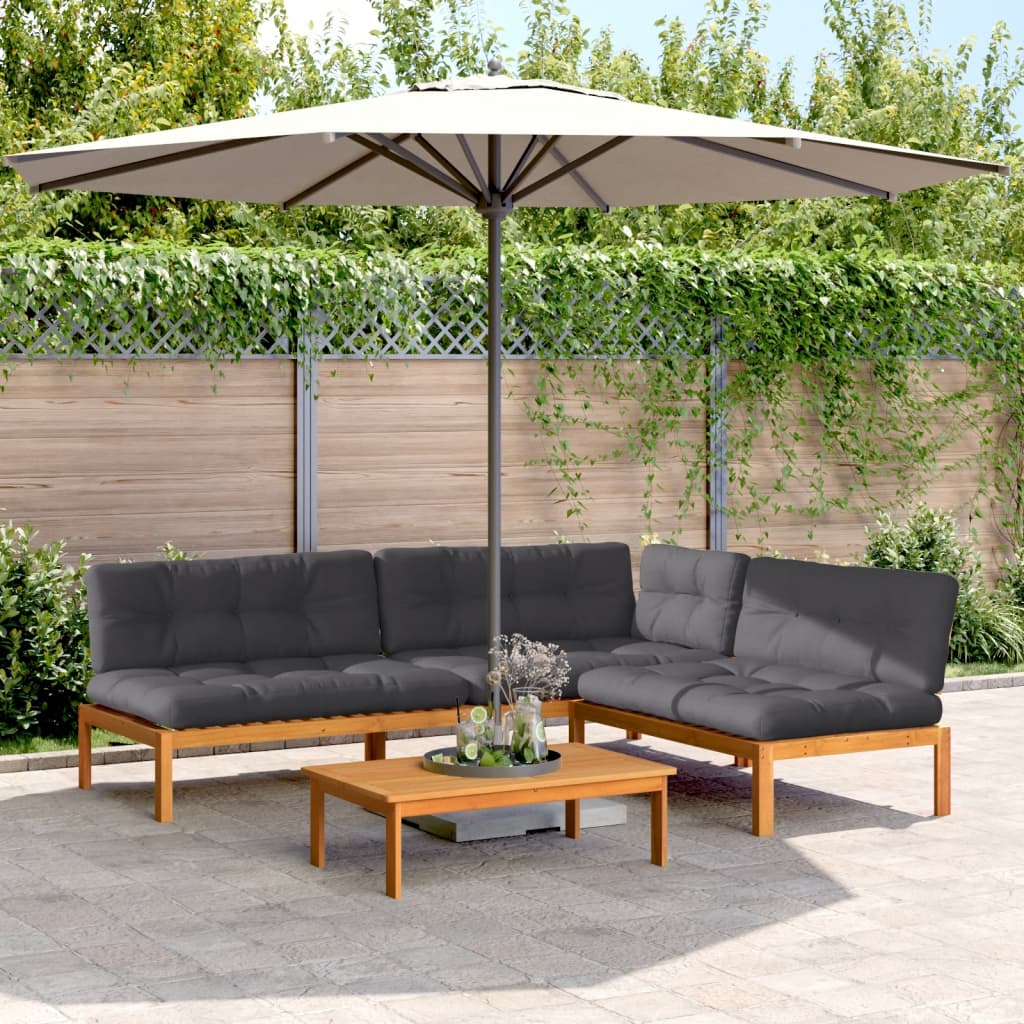 Set Divani Pallet Giardino 4pz Cuscini Legno Massello Acacia | homemem39