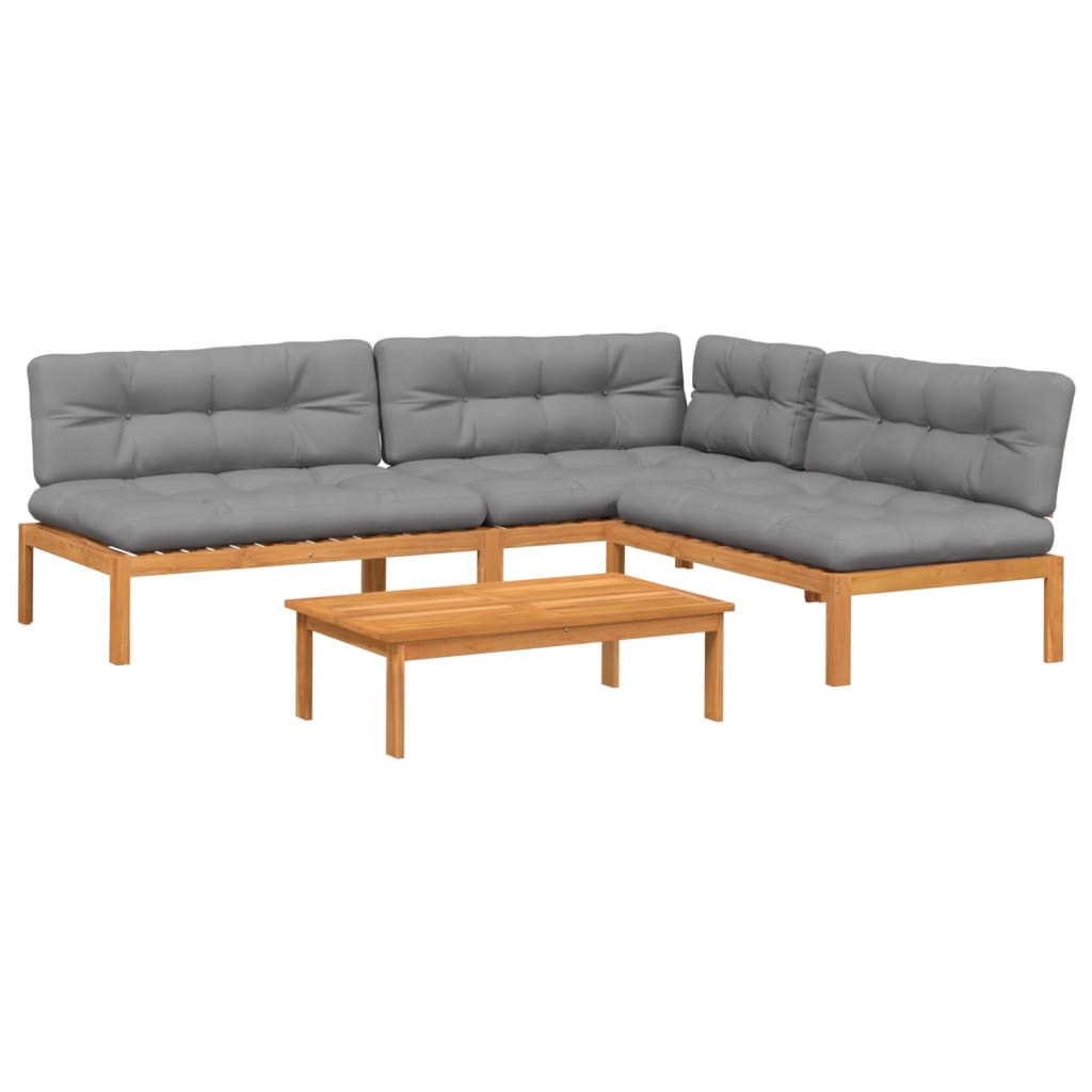 Set Divani Pallet Giardino 4pz Cuscini Legno Massello Acacia | homemem39