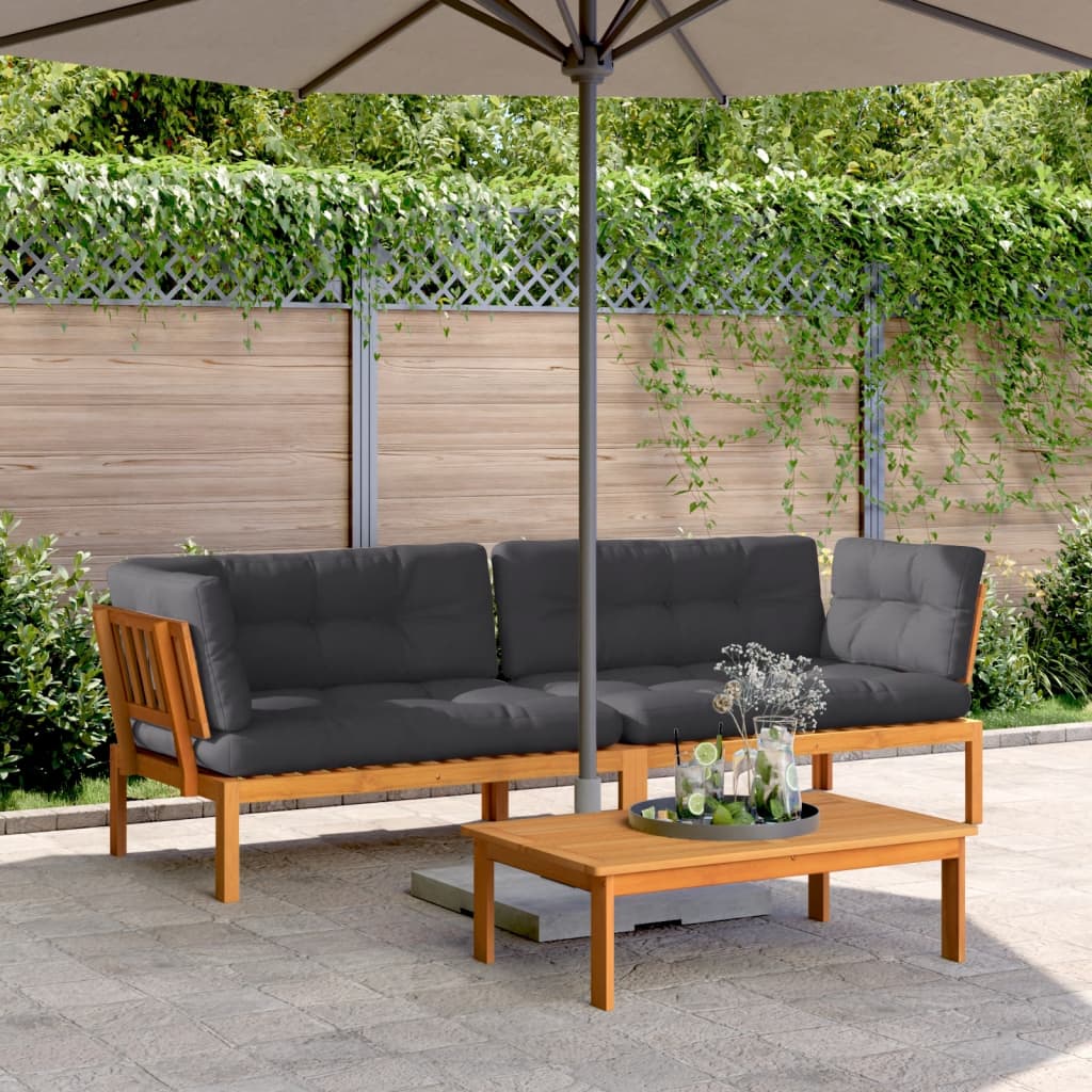 Divani Angolari Pallet Giardino con Cuscini 2pz Massello Acacia | homemem39