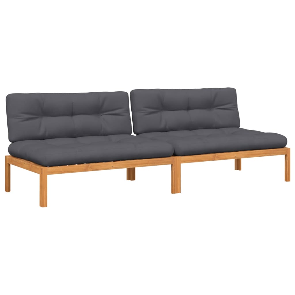 Divani Centrali Pallet Giardino con Cuscini 2pz Massello Acacia | homemem39