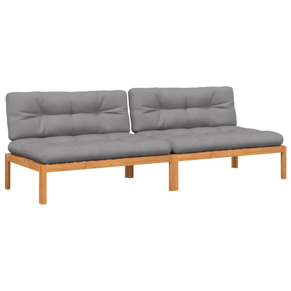 Divani Centrali Pallet Giardino con Cuscini 2pz Massello Acacia | homemem39
