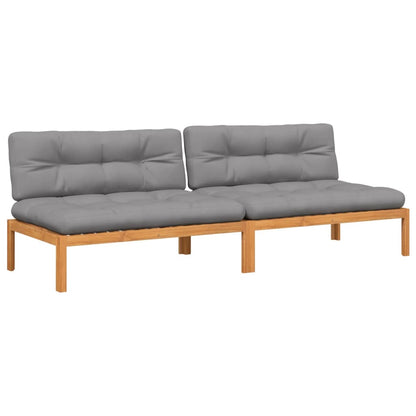 Divani Centrali Pallet Giardino con Cuscini 2pz Massello Acacia | homemem39