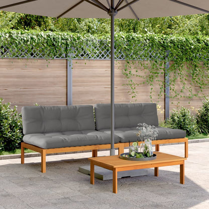Divani Centrali Pallet Giardino con Cuscini 2pz Massello Acacia | homemem39