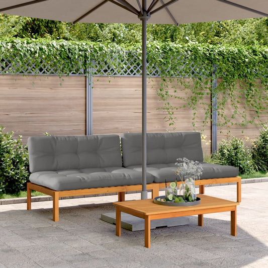 Divani Centrali Pallet Giardino con Cuscini 2pz Massello Acacia | homemem39