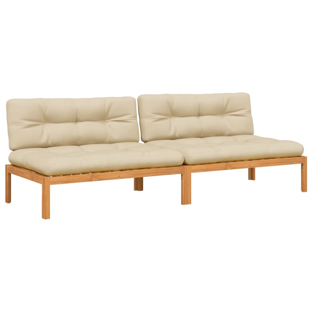Divani Centrali Pallet Giardino con Cuscini 2pz Massello Acacia | homemem39