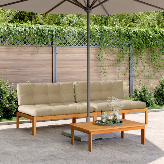 Divani Centrali Pallet Giardino con Cuscini 2pz Massello Acacia | homemem39
