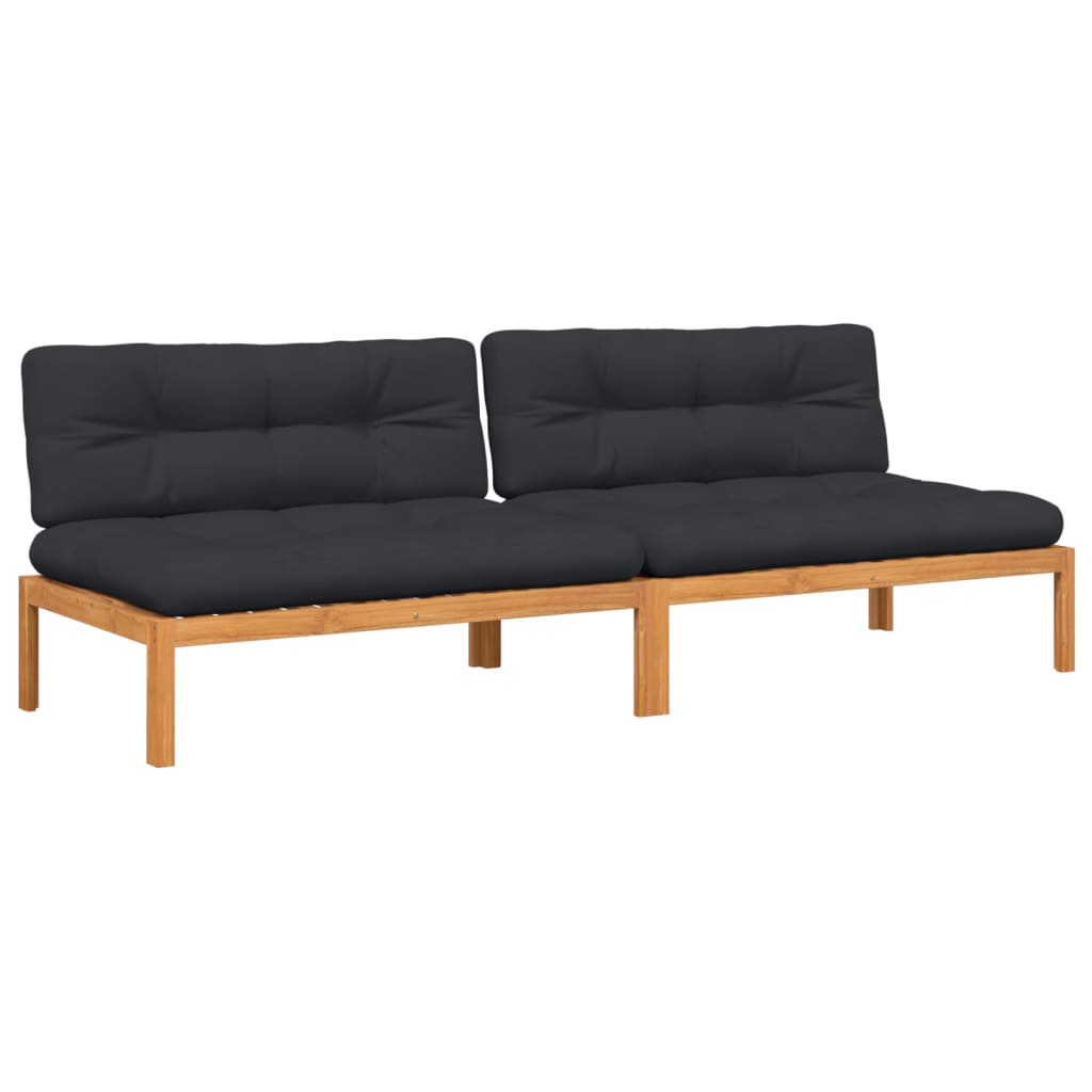 Divani Centrali Pallet Giardino con Cuscini 2pz Massello Acacia | homemem39