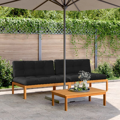 Divani Centrali Pallet Giardino con Cuscini 2pz Massello Acacia | homemem39