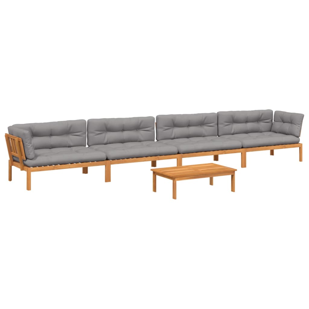 Set Divano Pallet Giardino 5pz con Cuscini Massello Acacia | homemem39