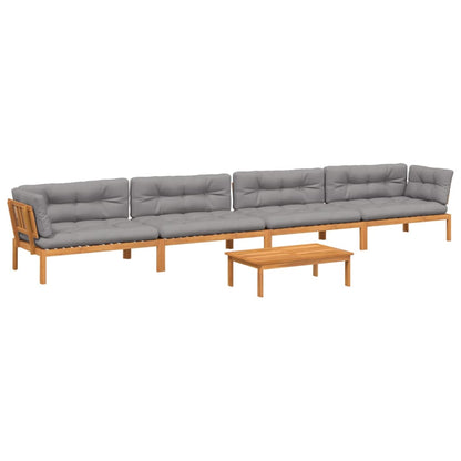 Set Divano Pallet Giardino 5pz con Cuscini Massello Acacia | homemem39