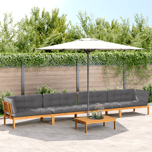 Set Divano Pallet Giardino 5pz con Cuscini Massello Acacia