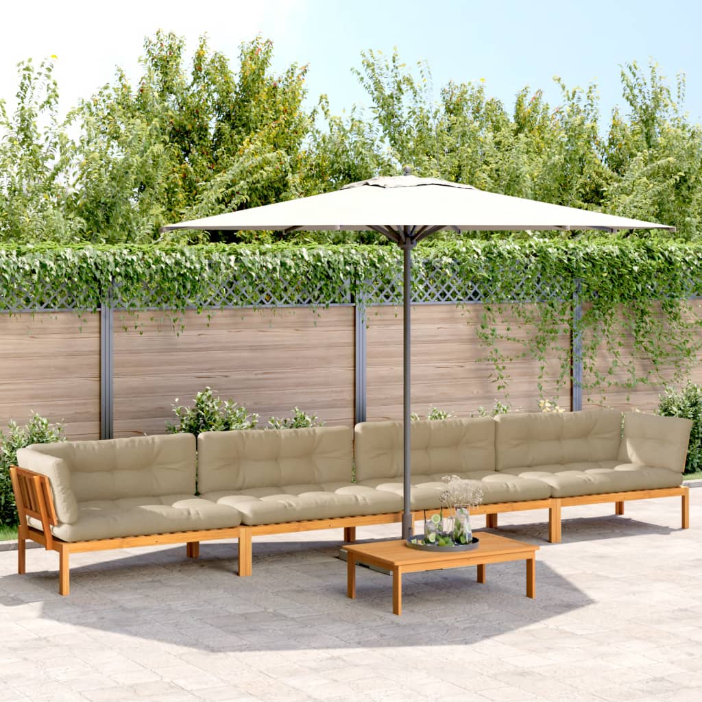 Set Divano Pallet Giardino 5pz con Cuscini Massello Acacia | homemem39