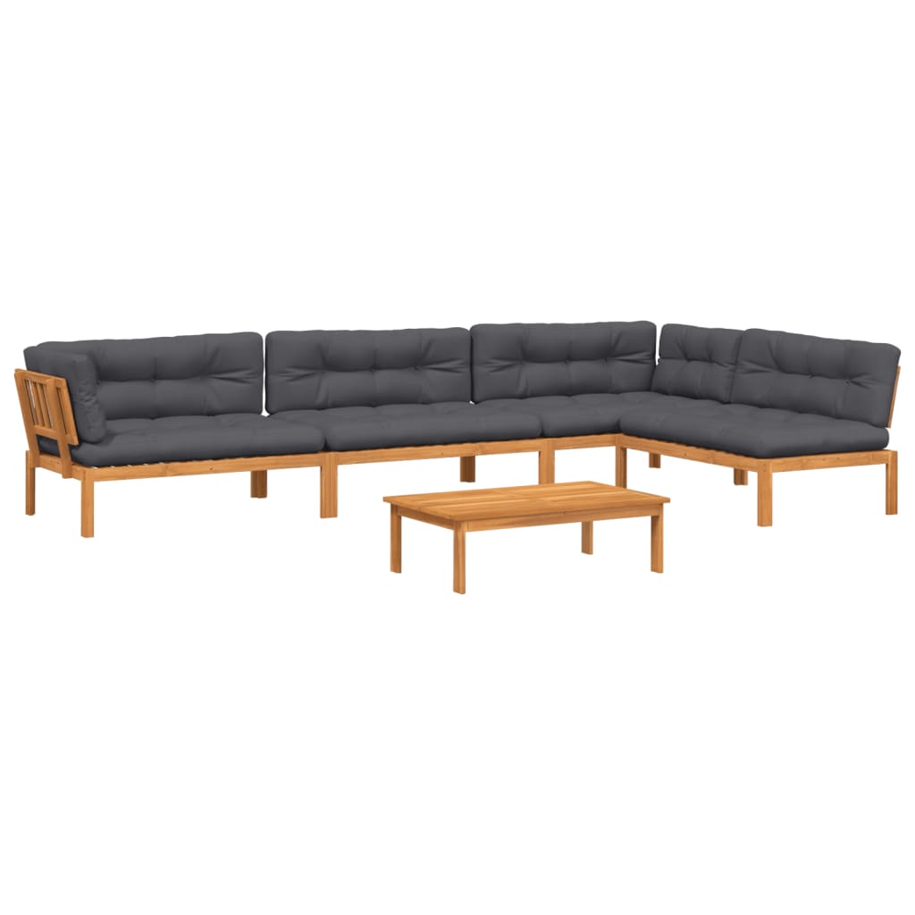 Set Divano Pallet Giardino 5pz con Cuscini Massello Acacia | homemem39