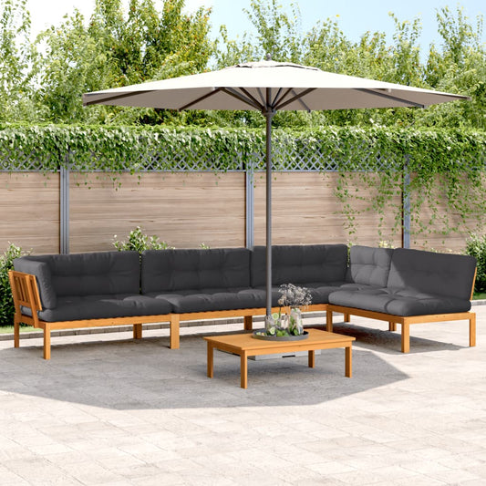 Set Divano Pallet Giardino 5pz con Cuscini Massello Acacia | homemem39