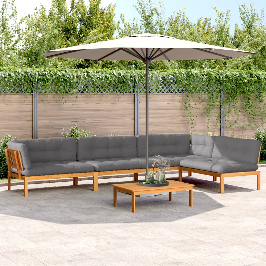 Set Divano Pallet Giardino 5pz con Cuscini Massello Acacia | homemem39