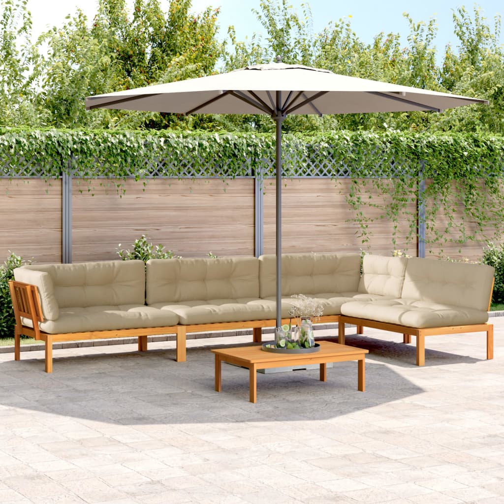 Set Divano Pallet Giardino 5pz con Cuscini Massello Acacia | homemem39