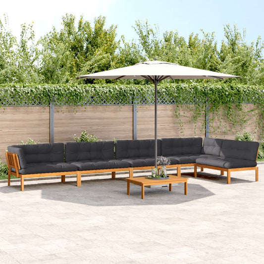 Set Divano Pallet da Giardino 6 pz con Cuscini Massello Acacia | homemem39