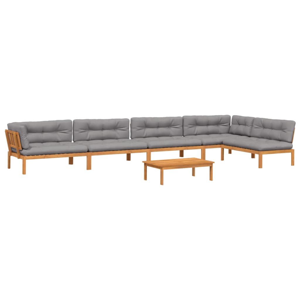 Set Divano Pallet da Giardino 6 pz con Cuscini Massello Acacia | homemem39
