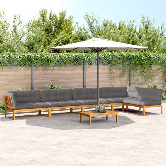 Set Divano Pallet da Giardino 6 pz con Cuscini Massello Acacia | homemem39