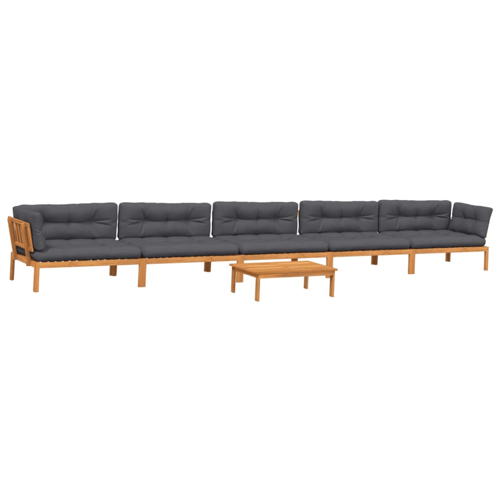 Set Divano Pallet da Giardino 6 pz con Cuscini Massello Acacia | homemem39