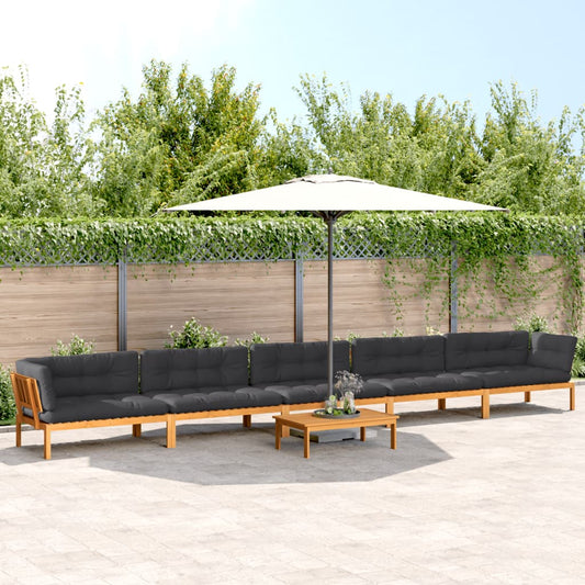 Set Divano Pallet da Giardino 6 pz con Cuscini Massello Acacia | homemem39