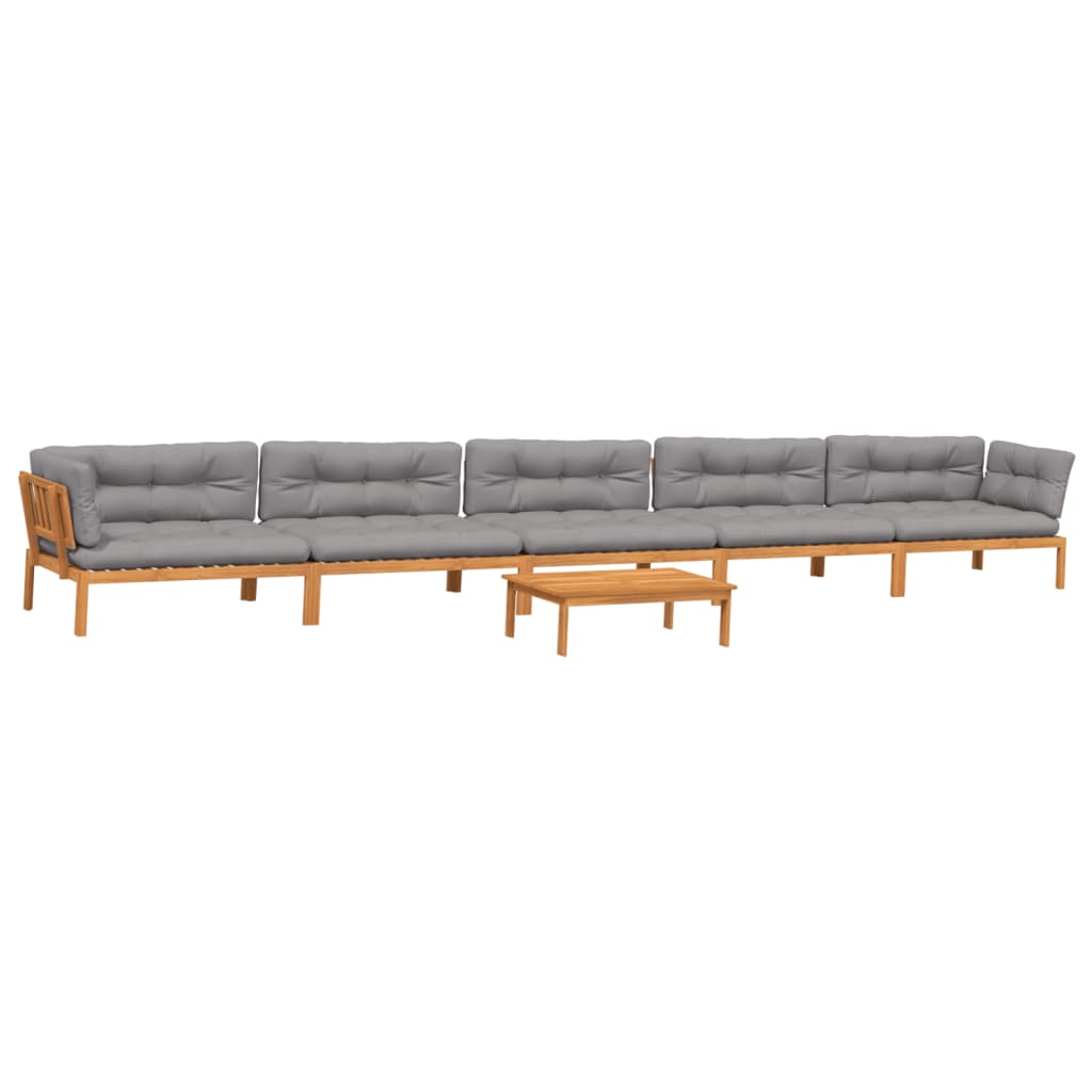 Set Divano Pallet da Giardino 6 pz con Cuscini Massello Acacia | homemem39