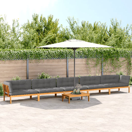 Set Divano Pallet da Giardino 6 pz con Cuscini Massello Acacia | homemem39