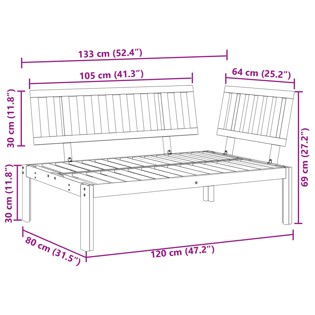 Divano Angolare da Giardino Pallet in Legno Massello di Acacia | homemem39
